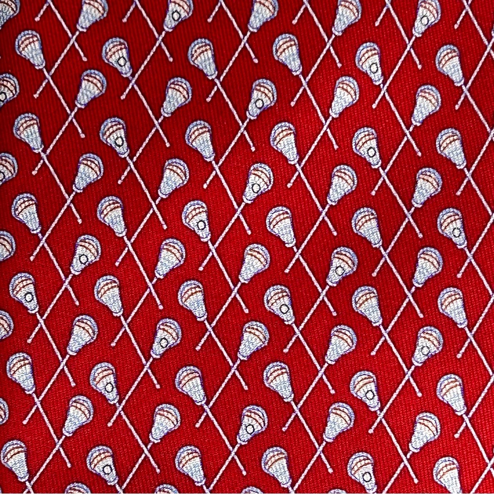 Vineyard Vines Red Lacrosse Pattern Silk Tie